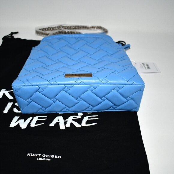 Kurt Geiger London SMALL Kensington Quilted Drawstring Bucket Bag in MID BLUE NW - Picture 8 of 8